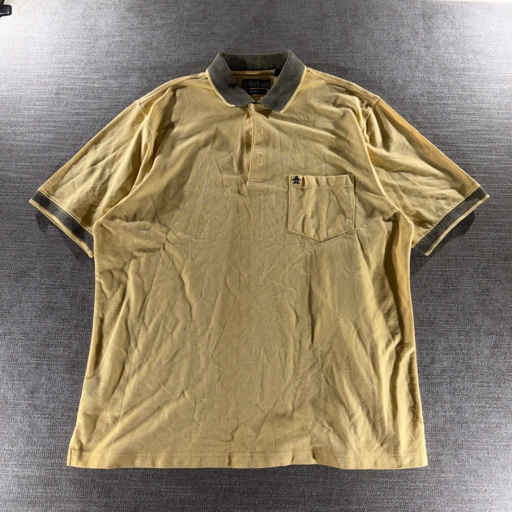 Grand Slam Polo Shirt‎ Mens XL Yellow Excellent Short Sleeve Pocket Performance